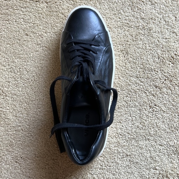 Black leather Vince Camino lace up platform tennis shoes. - Picture 4 of 5